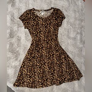 Leopard Print Skater Dress - Brown/Black